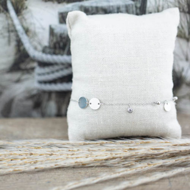 ZAG  Bijoux Zilver armband munt en glimmertje