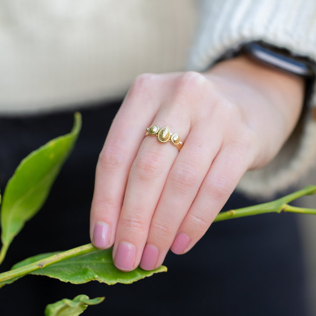 Biba Ring goud druppel en bolletjes