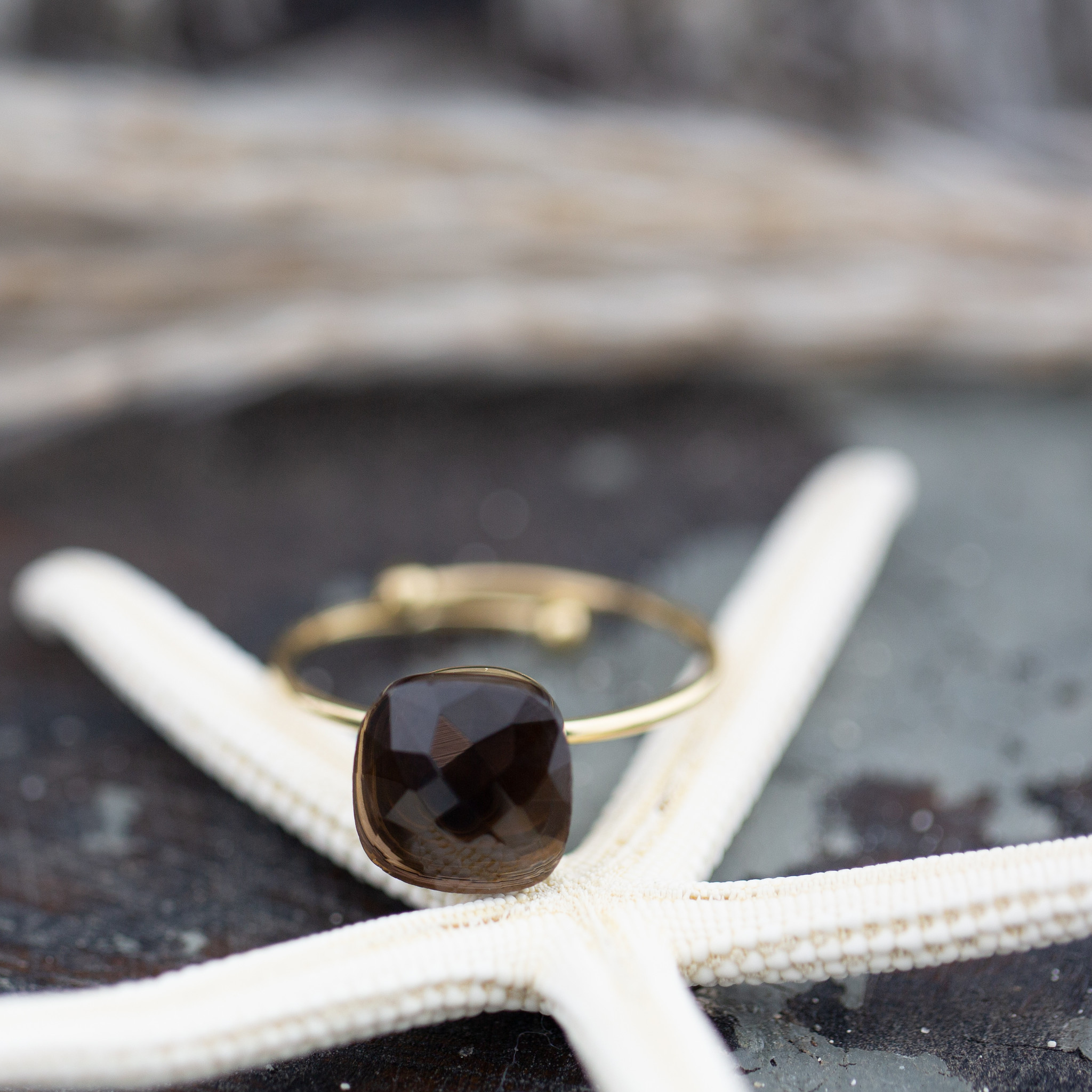 mager Wat leuk Staan voor ZAG Bijoux Gouden ring met grote steen donkerbruin - Beadle