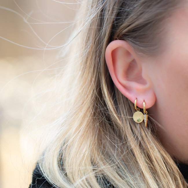 Day & Eve  Goud oorbellen met triangle of muntje