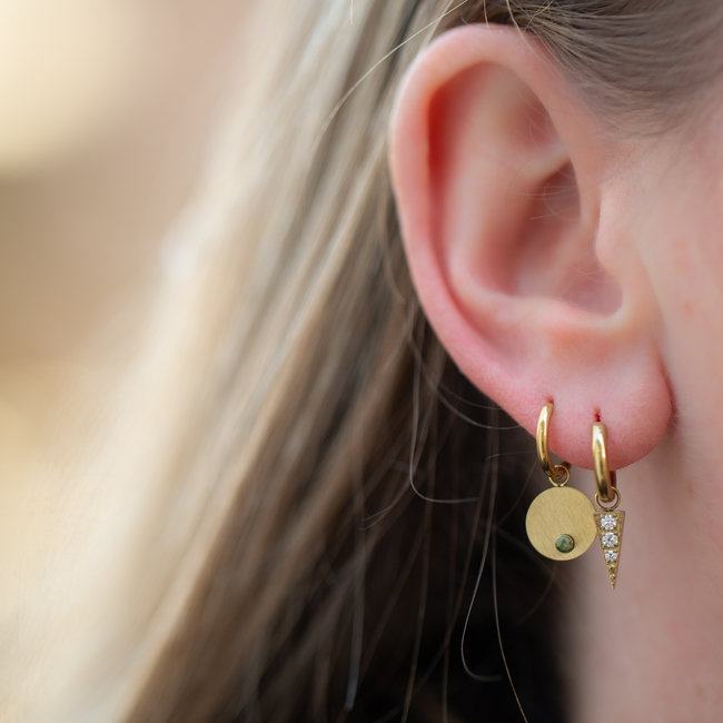 Day & Eve  Goud oorbellen met triangle of muntje