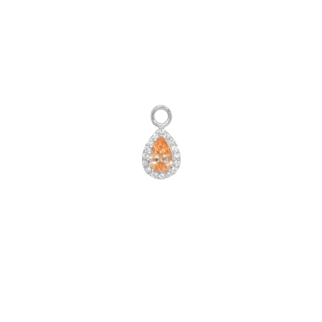 Zilver druppel pendant met licht oranje steen
