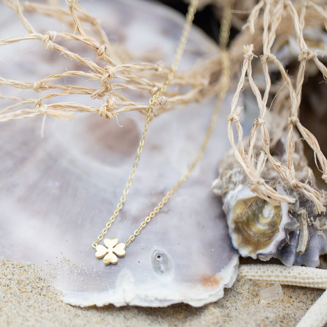 Day & Eve  Goud ketting met klaver