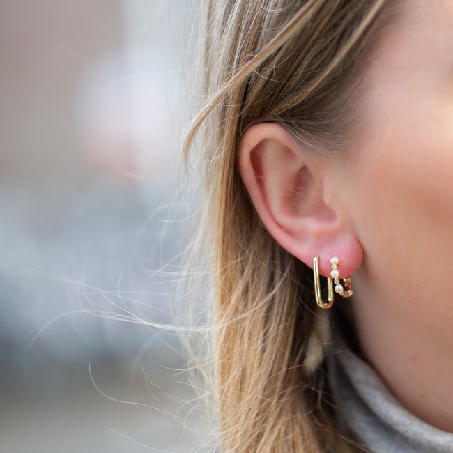 Goud oorbellen vierkant of met parels