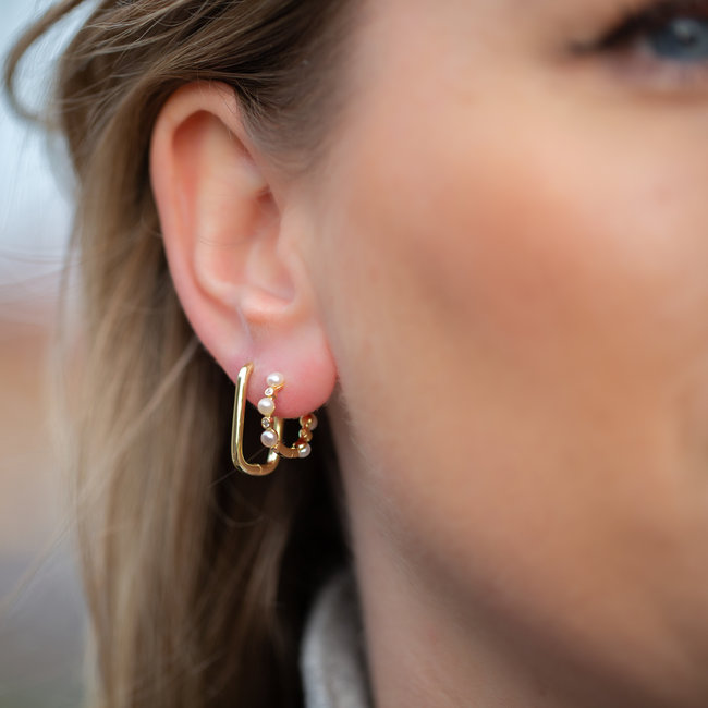 Goud oorbellen vierkant of met parels