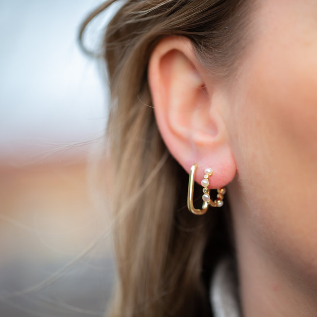 Goud oorbellen vierkant of met parels