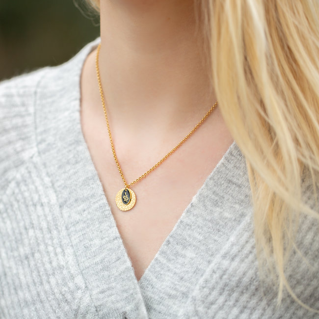 Day & Eve by Go Dutch Label Stalen gouden ketting met munt en snake