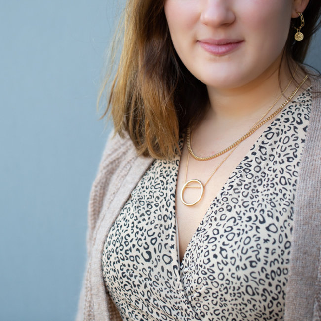 Matgoud dubbele ketting met ronde hanger