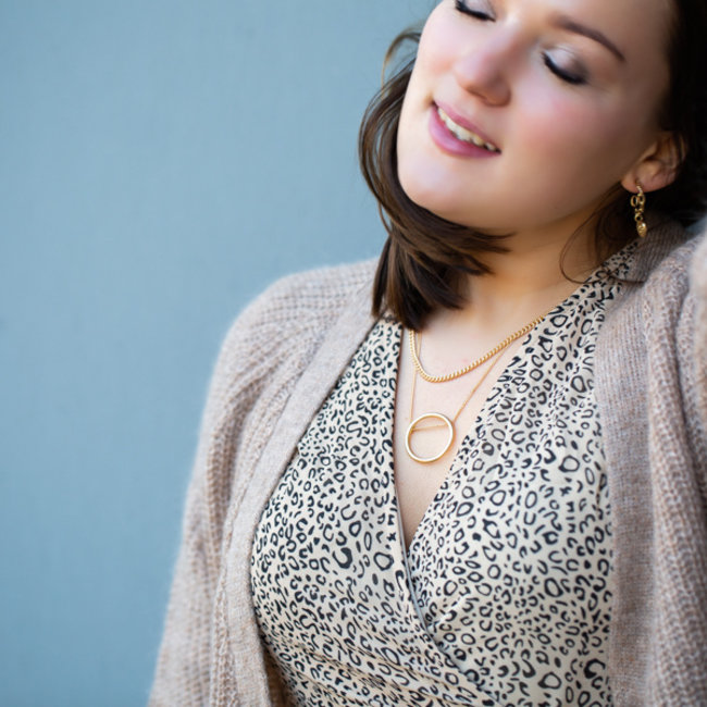 Matgoud dubbele ketting met ronde hanger