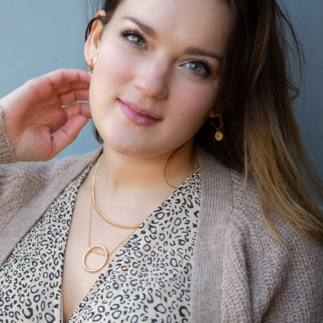 Matgoud dubbele ketting met ronde hanger