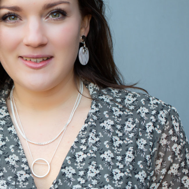 Biba Matzilver dubbele ketting met ronde hanger