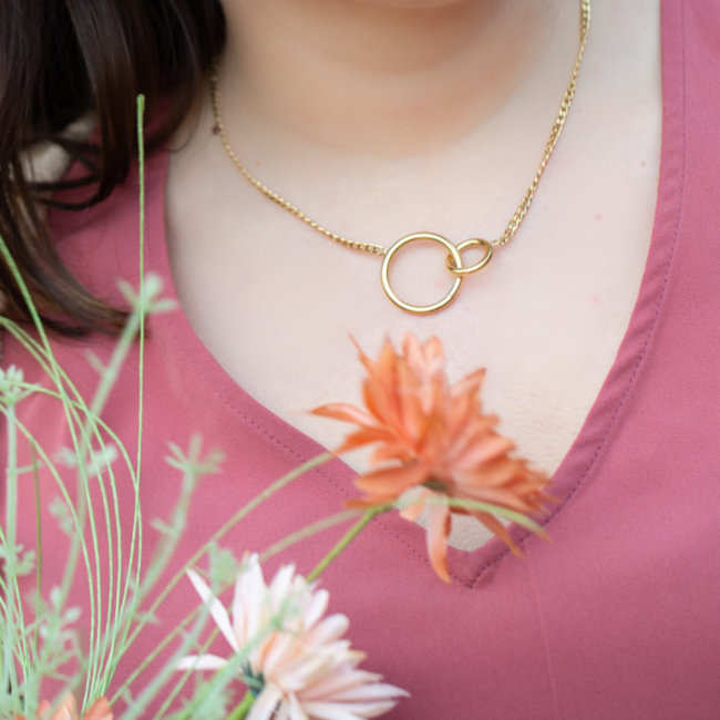 Day & Eve  Goud ketting met verbonden ringen