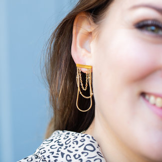 Day & Eve  Goud oorbellen bar met chain