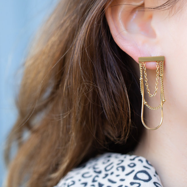 Day & Eve  Goud oorbellen tube met kettingen