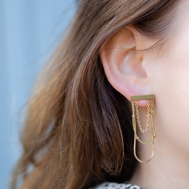 Day & Eve  Goud oorbellen tube met kettingen