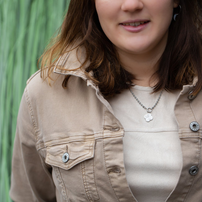 Day & Eve  Zilver bolletjes ketting met klaver