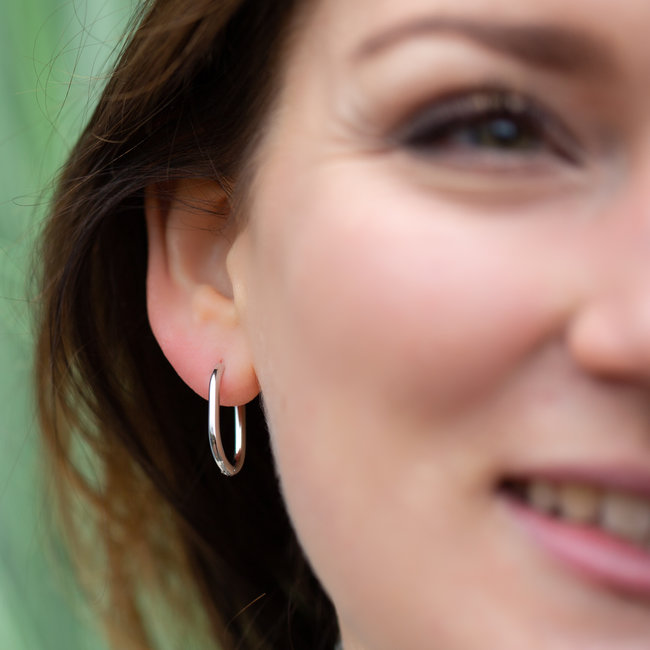 Day & Eve  Minimalistische oorbellen zilver rechthoek