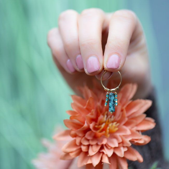 Biba Oorbellen groen turquoise natuursteen