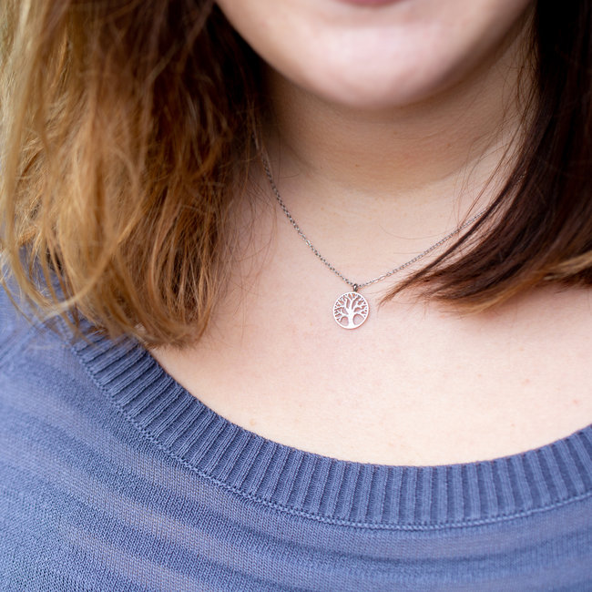 Day & Eve  Levensboom ketting zilver