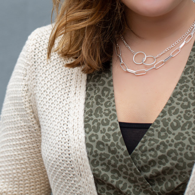 Biba Matzilver dubbele ketting met schakels