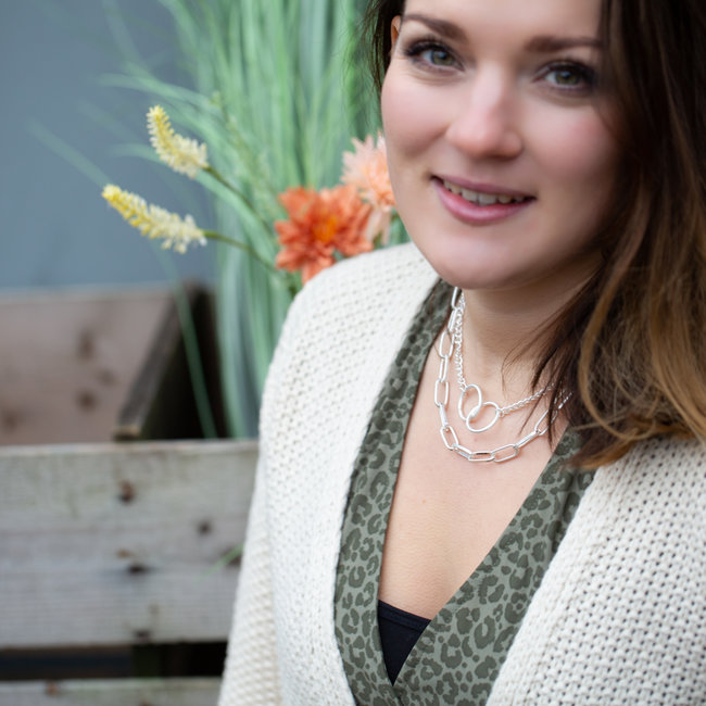 Biba Matzilver dubbele ketting met schakels