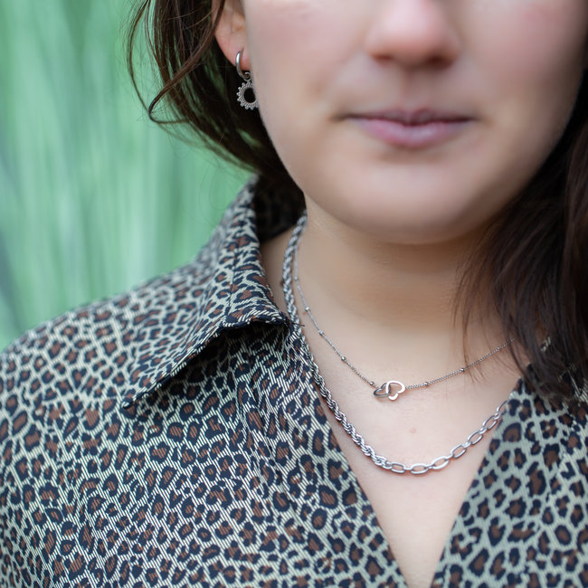 Zilver  ketting hart