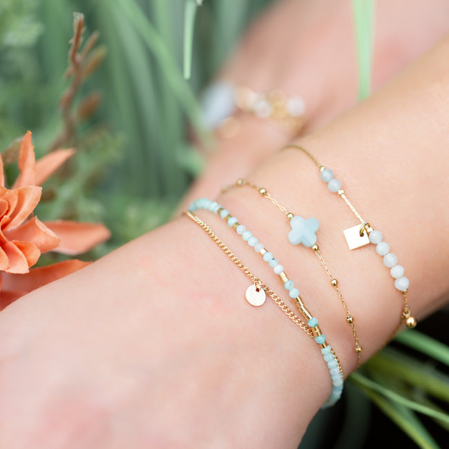 ZAG  Bijoux Goud armbanden met klaver amazoniet