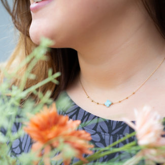 ZAG  Bijoux Goud ketting met aqua klaver