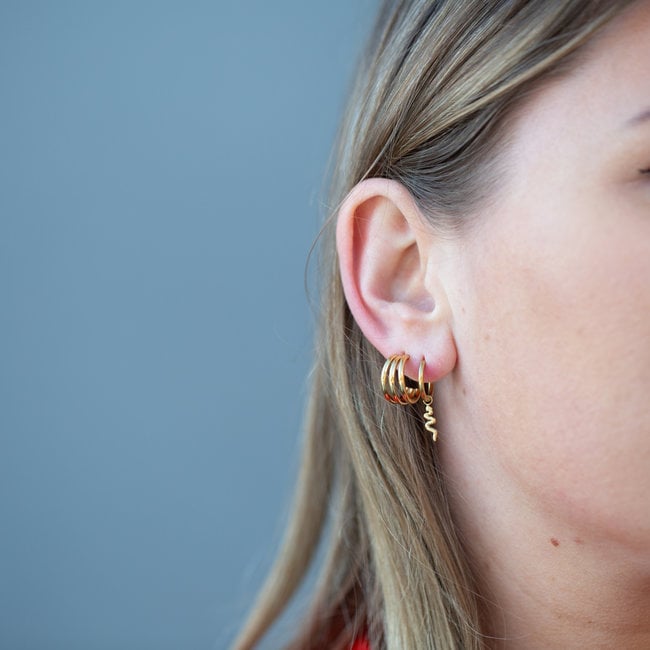 Day & Eve  Goud triple oorbellen of slang