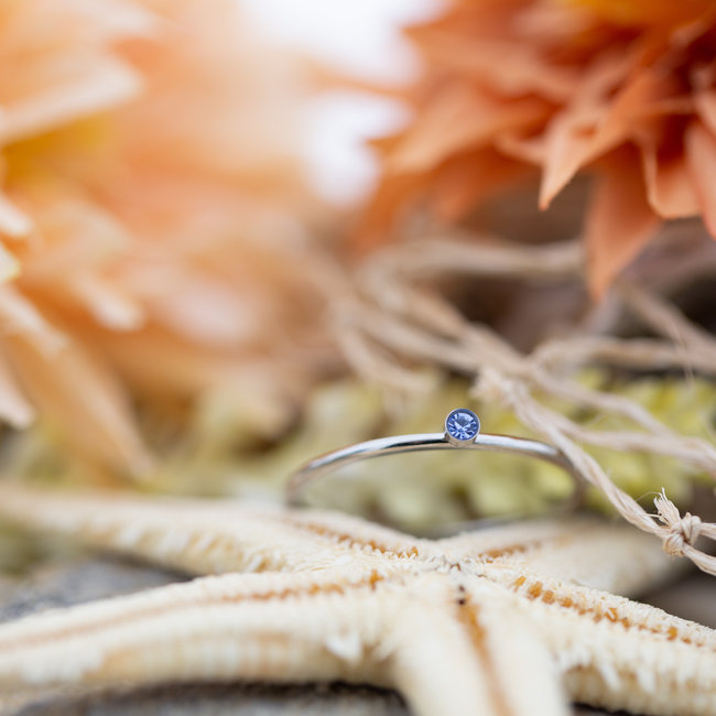 Vulring 1mm crystal zilver light saffire