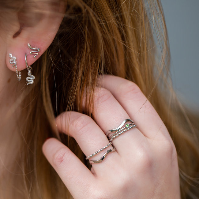 Oorstekers slang zilver met ketting