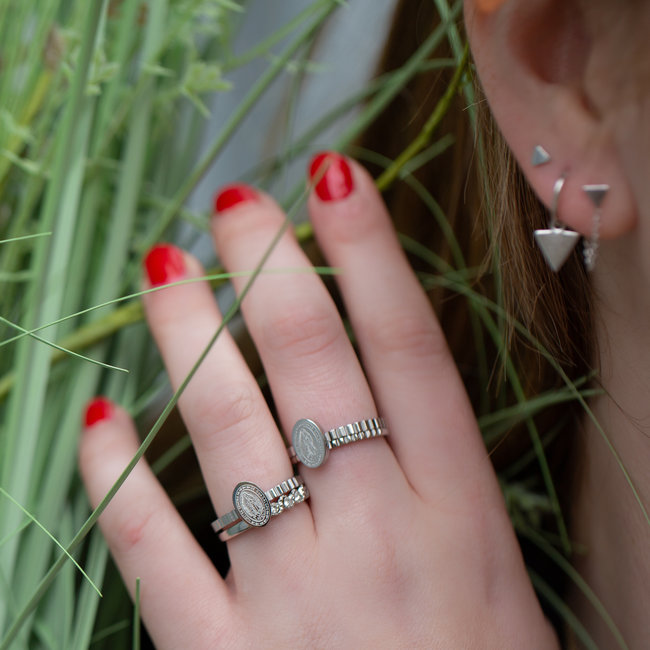 Stapelring charmins Maria Shiny Staal