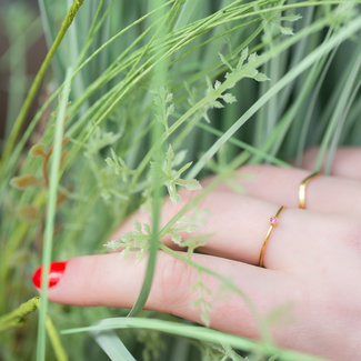 Charmins Ring goud roze steentje