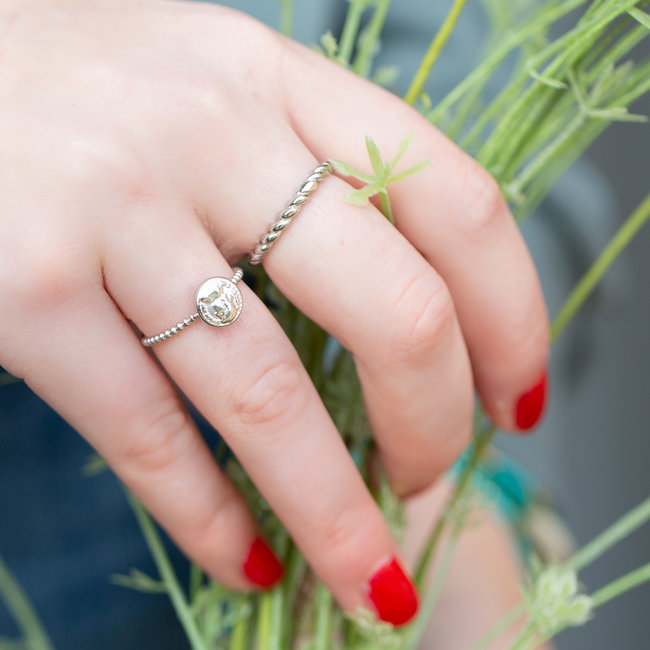 Stapelring charmins romeinse munt zilver