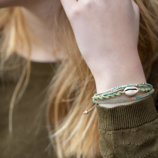 Biba Grijs groen armbanden set met schelp