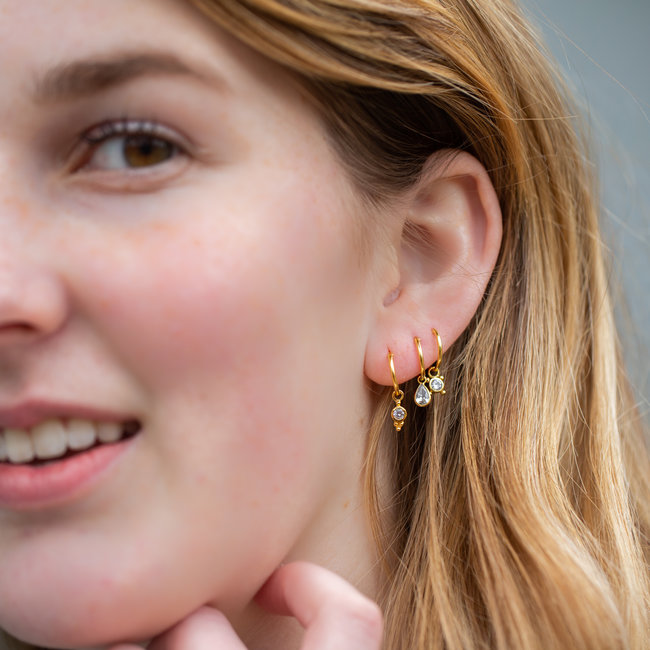 KARMA Hoops Symbols  Zirconia Drop Goldplated