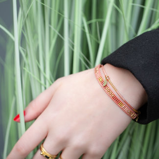 Biba Roze met goud armbanden set geweven