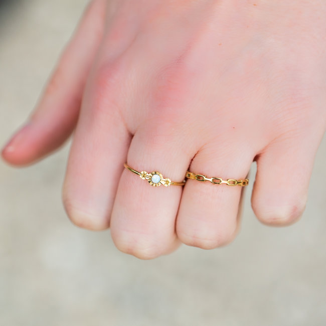 Charmins Fijne goud ringen steentje of schakel