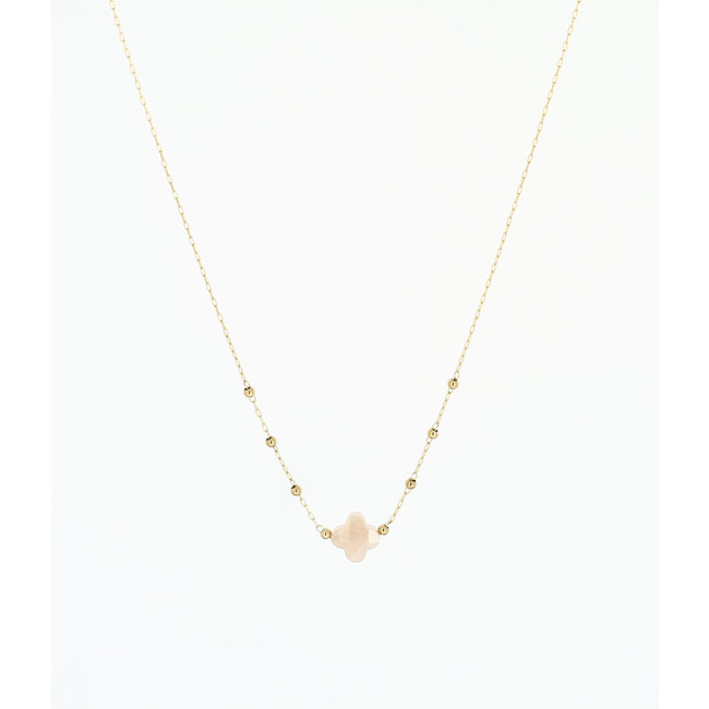 ZAG  Bijoux Nude oudroze klaver ketting goud