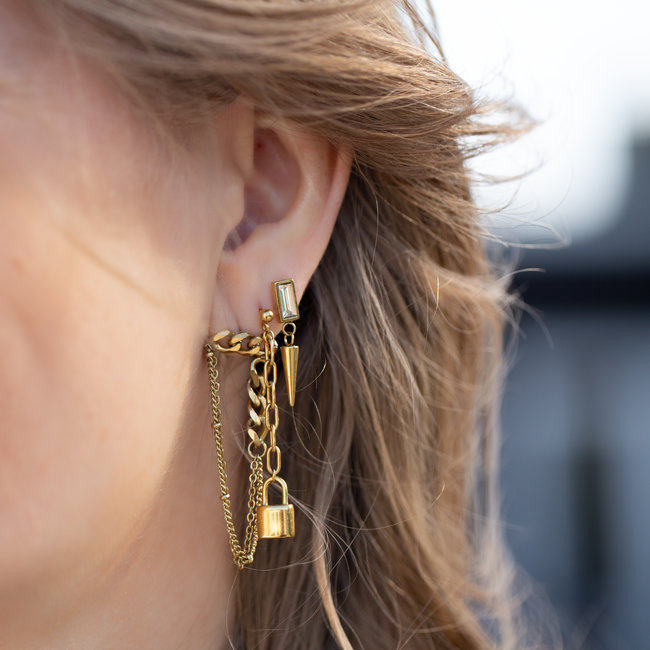 Day & Eve by Go Dutch Label Goud oorbellen schakels en steen