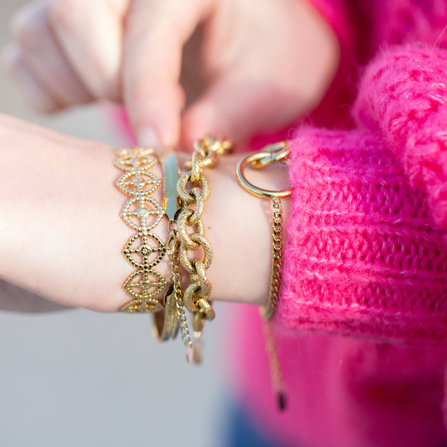Goud schakelarmband of bangle
