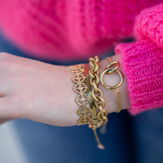 Goud schakelarmband of bangle