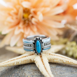 IXXXI Complete ring turquoise ovaal steen