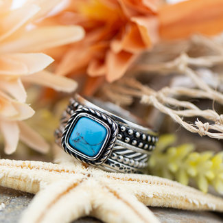 IXXXI Complete ring vierkante turquoise steen ring