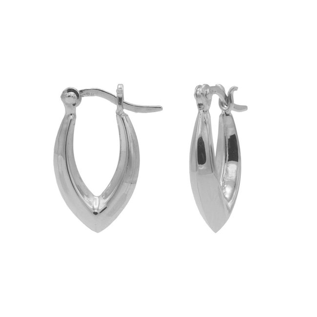 KARMA Zilver oorbellen triple zirconia of pointy oval