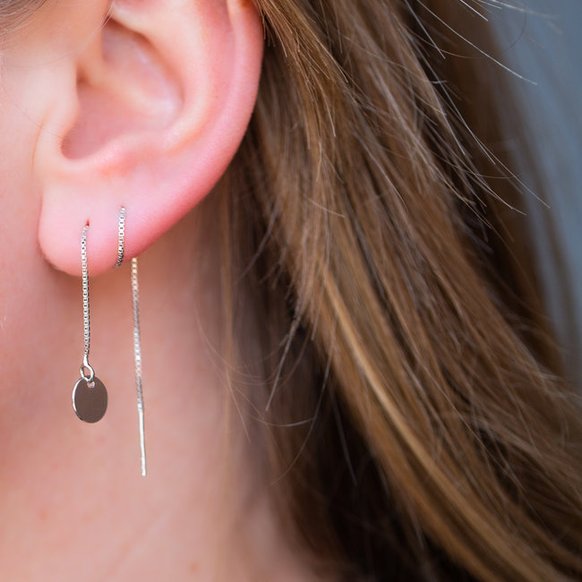 KARMA Pull through munt en triple black oorbellen