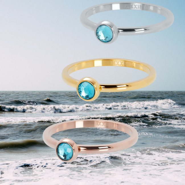 IXXXI aanschuif ring  blue water 2mm