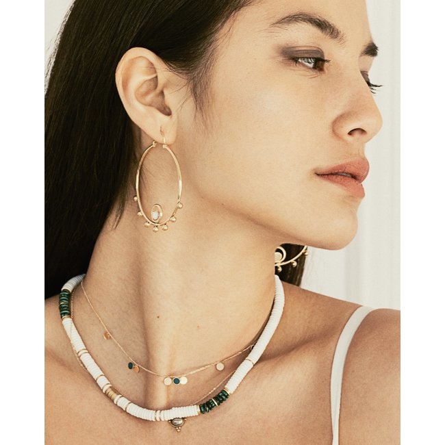 ZAG  Bijoux Goud ketting met groene en gouden muntjes