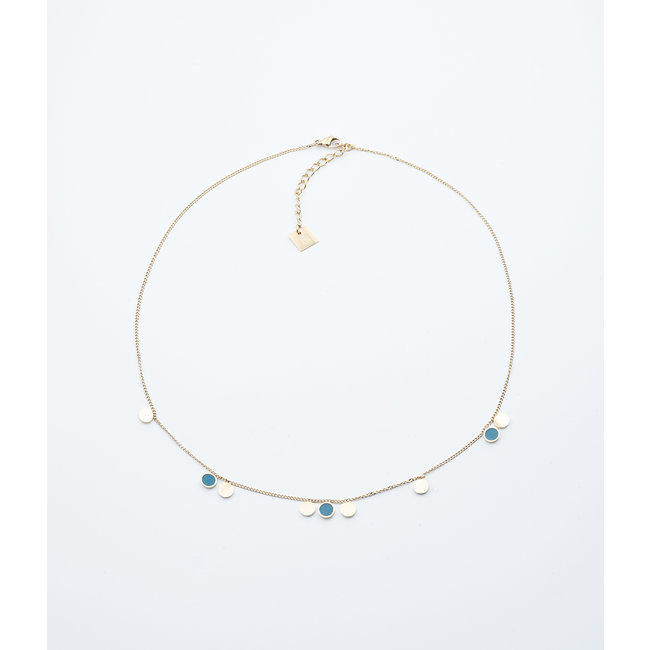 ZAG  Bijoux Goud ketting met groene en gouden muntjes