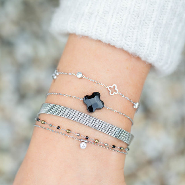 Zilveren armband platte schakel